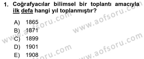 Tarihi Coğrafya Dersi 2019 - 2020 Yılı (Final) Dönem Sonu Sınav Soruları 1. Soru