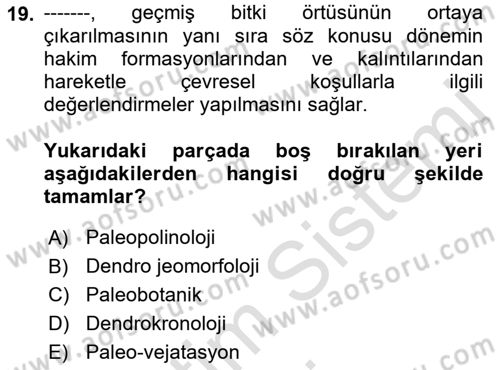 Tarihi Coğrafya Dersi 2019 - 2020 Yılı (Final) Dönem Sonu Sınav Soruları 19. Soru