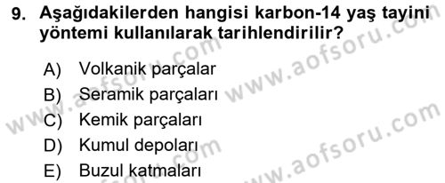 Tarihi Coğrafya Dersi 2019 - 2020 Yılı (Final) Dönem Sonu Sınav Soruları 9. Soru