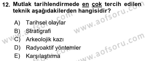Tarihi Coğrafya Dersi 2020 - 2021 Yılı Yaz Okulu Sınav Soruları 12. Soru