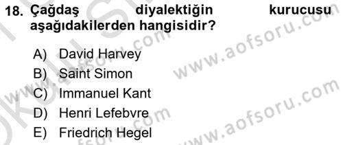 Tarihi Coğrafya Dersi 2020 - 2021 Yılı Yaz Okulu Sınav Soruları 18. Soru