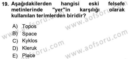 Tarihi Coğrafya Dersi 2020 - 2021 Yılı Yaz Okulu Sınav Soruları 19. Soru