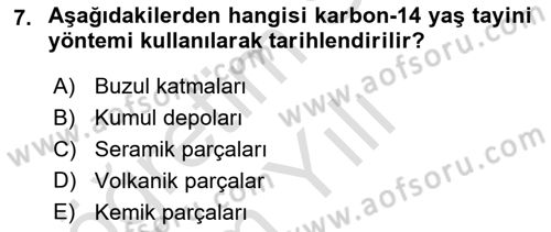 Tarihi Coğrafya Dersi 2020 - 2021 Yılı Yaz Okulu Sınav Soruları 7. Soru