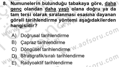 Tarihi Coğrafya Dersi 2020 - 2021 Yılı Yaz Okulu Sınav Soruları 8. Soru