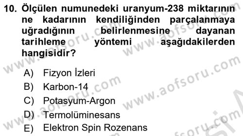 Tarihi Coğrafya Dersi 2021 - 2022 Yılı (Final) Dönem Sonu Sınav Soruları 10. Soru