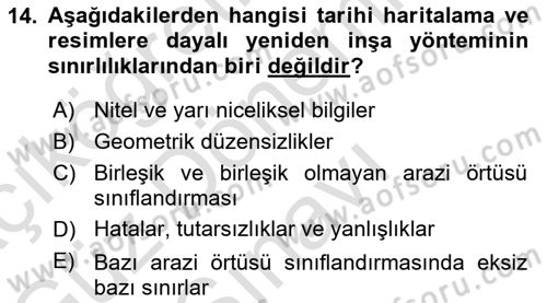 Tarihi Coğrafya Dersi 2021 - 2022 Yılı (Final) Dönem Sonu Sınav Soruları 14. Soru