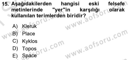 Tarihi Coğrafya Dersi 2021 - 2022 Yılı (Final) Dönem Sonu Sınav Soruları 15. Soru