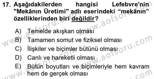 Tarihi Coğrafya Dersi 2021 - 2022 Yılı (Final) Dönem Sonu Sınav Soruları 17. Soru