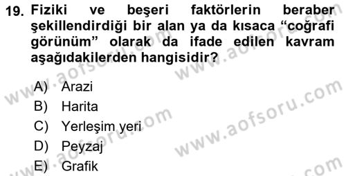 Tarihi Coğrafya Dersi 2021 - 2022 Yılı (Final) Dönem Sonu Sınav Soruları 19. Soru