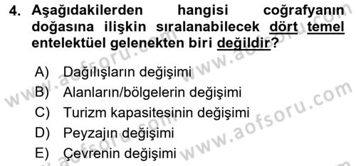 Tarihi Coğrafya Dersi 2021 - 2022 Yılı (Final) Dönem Sonu Sınav Soruları 4. Soru