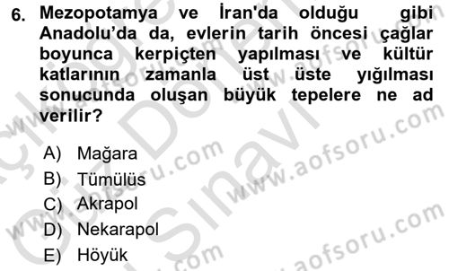 Tarihi Coğrafya Dersi 2021 - 2022 Yılı (Final) Dönem Sonu Sınav Soruları 6. Soru