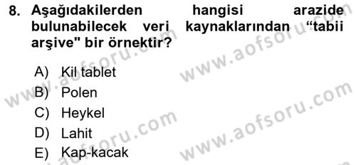 Tarihi Coğrafya Dersi 2021 - 2022 Yılı (Final) Dönem Sonu Sınav Soruları 8. Soru