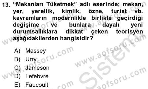 Tarihi Coğrafya Dersi 2021 - 2022 Yılı Yaz Okulu Sınav Soruları 13. Soru