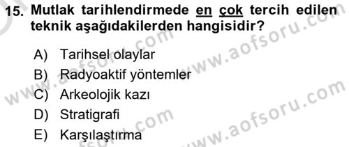 Tarihi Coğrafya Dersi 2021 - 2022 Yılı Yaz Okulu Sınav Soruları 15. Soru
