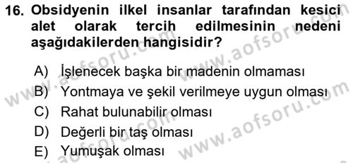 Tarihi Coğrafya Dersi 2021 - 2022 Yılı Yaz Okulu Sınav Soruları 16. Soru
