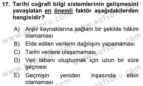 Tarihi Coğrafya Dersi 2021 - 2022 Yılı Yaz Okulu Sınav Soruları 17. Soru