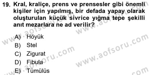 Tarihi Coğrafya Dersi 2021 - 2022 Yılı Yaz Okulu Sınav Soruları 19. Soru