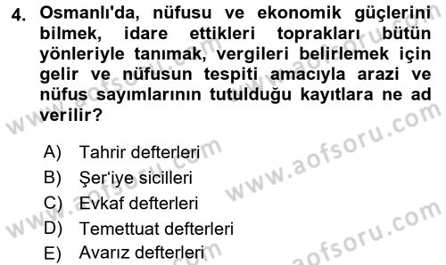 Tarihi Coğrafya Dersi 2021 - 2022 Yılı Yaz Okulu Sınav Soruları 4. Soru