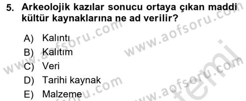 Tarihi Coğrafya Dersi 2021 - 2022 Yılı Yaz Okulu Sınav Soruları 5. Soru