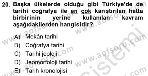 Tarihi Coğrafya Dersi 2022 - 2023 Yılı (Vize) Ara Sınav Soruları 20. Soru