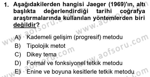Tarihi Coğrafya Dersi 2022 - 2023 Yılı Yaz Okulu Sınav Soruları 1. Soru