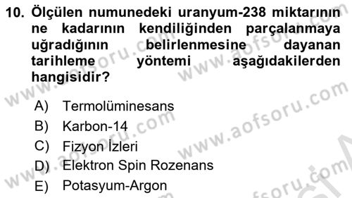 Tarihi Coğrafya Dersi 2022 - 2023 Yılı Yaz Okulu Sınav Soruları 10. Soru