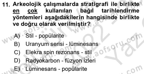 Tarihi Coğrafya Dersi 2022 - 2023 Yılı Yaz Okulu Sınav Soruları 11. Soru