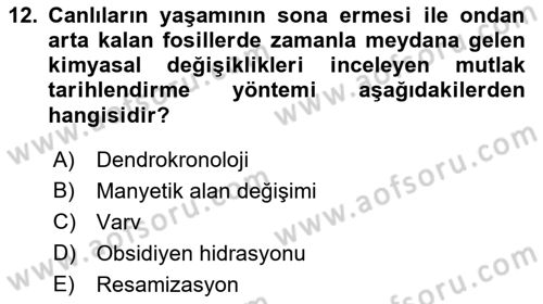 Tarihi Coğrafya Dersi 2022 - 2023 Yılı Yaz Okulu Sınav Soruları 12. Soru