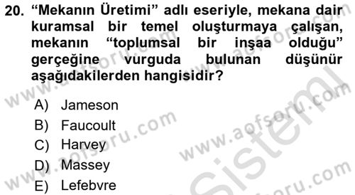 Tarihi Coğrafya Dersi 2022 - 2023 Yılı Yaz Okulu Sınav Soruları 20. Soru