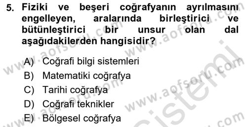 Tarihi Coğrafya Dersi 2022 - 2023 Yılı Yaz Okulu Sınav Soruları 5. Soru