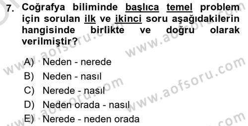 Tarihi Coğrafya Dersi 2022 - 2023 Yılı Yaz Okulu Sınav Soruları 7. Soru