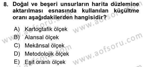 Tarihi Coğrafya Dersi 2022 - 2023 Yılı Yaz Okulu Sınav Soruları 8. Soru