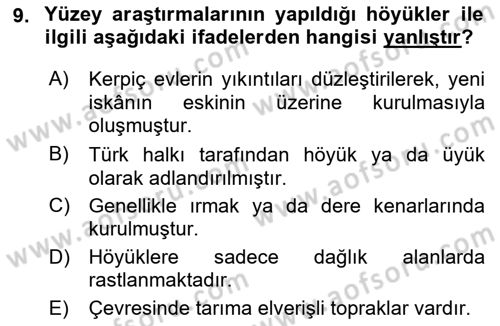 Tarihi Coğrafya Dersi 2022 - 2023 Yılı Yaz Okulu Sınav Soruları 9. Soru