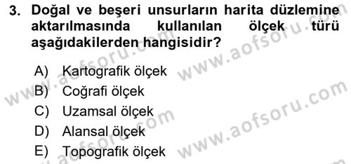 Tarihi Coğrafya Dersi 2023 - 2024 Yılı (Vize) Ara Sınav Soruları 3. Soru