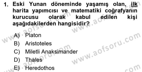 Tarihi Coğrafya Dersi 2023 - 2024 Yılı (Final) Dönem Sonu Sınav Soruları 1. Soru