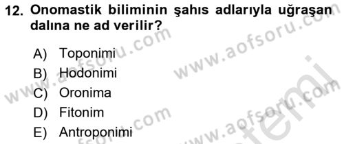 Tarihi Coğrafya Dersi 2023 - 2024 Yılı (Final) Dönem Sonu Sınav Soruları 12. Soru