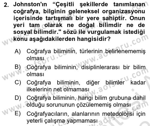 Tarihi Coğrafya Dersi 2023 - 2024 Yılı (Final) Dönem Sonu Sınav Soruları 2. Soru