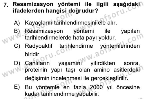 Tarihi Coğrafya Dersi 2023 - 2024 Yılı (Final) Dönem Sonu Sınav Soruları 7. Soru