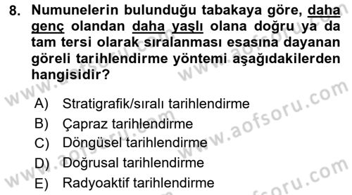 Tarihi Coğrafya Dersi 2023 - 2024 Yılı (Final) Dönem Sonu Sınav Soruları 8. Soru
