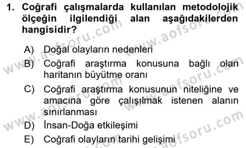 Tarihi Coğrafya Dersi 2023 - 2024 Yılı Yaz Okulu Sınav Soruları 1. Soru