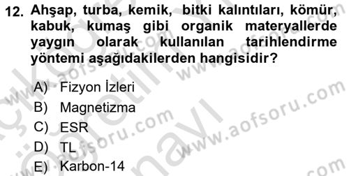 Tarihi Coğrafya Dersi 2023 - 2024 Yılı Yaz Okulu Sınav Soruları 12. Soru