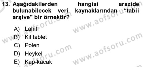 Tarihi Coğrafya Dersi 2023 - 2024 Yılı Yaz Okulu Sınav Soruları 13. Soru