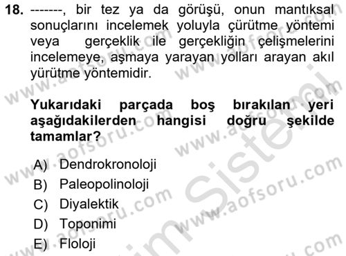 Tarihi Coğrafya Dersi 2023 - 2024 Yılı Yaz Okulu Sınav Soruları 18. Soru