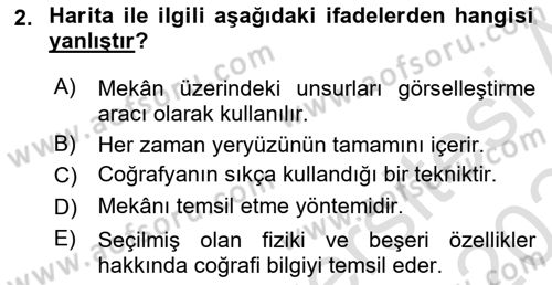 Tarihi Coğrafya Dersi 2023 - 2024 Yılı Yaz Okulu Sınav Soruları 2. Soru