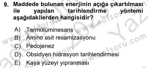 Tarihi Coğrafya Dersi 2023 - 2024 Yılı Yaz Okulu Sınav Soruları 9. Soru