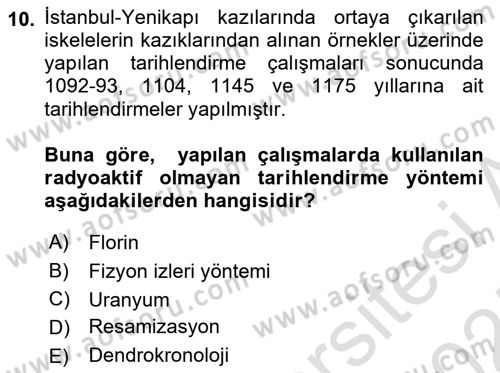 Tarihi Coğrafya Dersi 2024 - 2025 Yılı (Final) Dönem Sonu Sınav Soruları 10. Soru