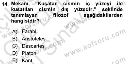 Tarihi Coğrafya Dersi 2024 - 2025 Yılı (Final) Dönem Sonu Sınav Soruları 14. Soru