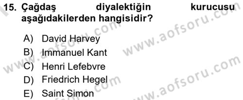 Tarihi Coğrafya Dersi 2024 - 2025 Yılı (Final) Dönem Sonu Sınav Soruları 15. Soru