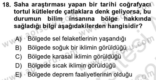 Tarihi Coğrafya Dersi 2024 - 2025 Yılı (Final) Dönem Sonu Sınav Soruları 18. Soru
