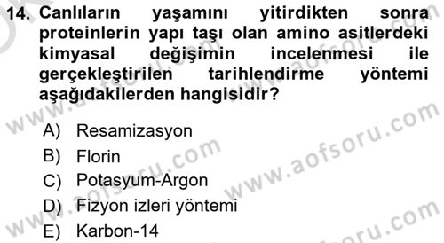 Tarihi Coğrafya Dersi 2024 - 2025 Yılı Yaz Okulu Sınav Soruları 14. Soru